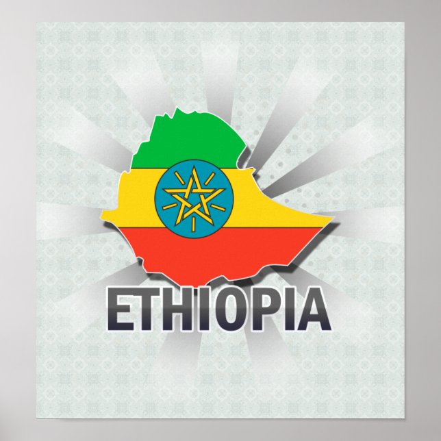 Póster Mapa de bandera de Etiopía 2.0 (Frente)
