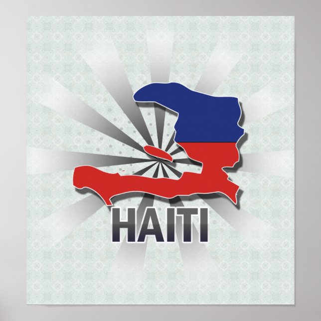 Póster Mapa de bandera de Haití 2.0 (Frente)