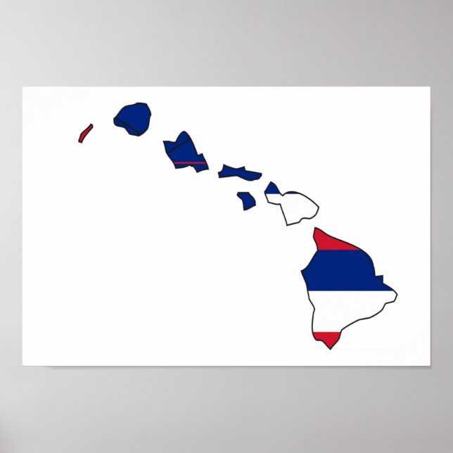 Póster Mapa de bandera de Hawái (Frente)