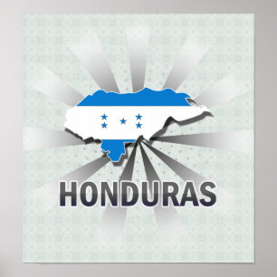 Póster Mapa de bandera de Honduras 2.0