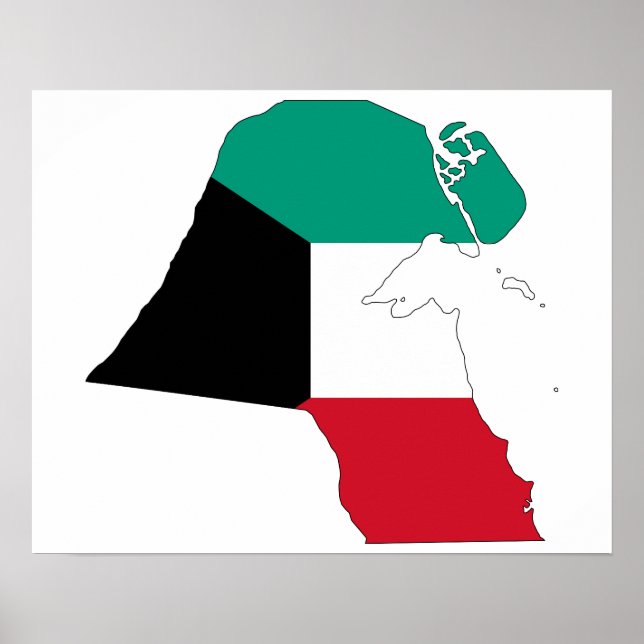 Póster Mapa de bandera de Kuwait (Frente)