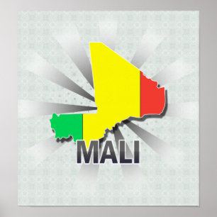 Póster Mapa de bandera de Mali 2.0