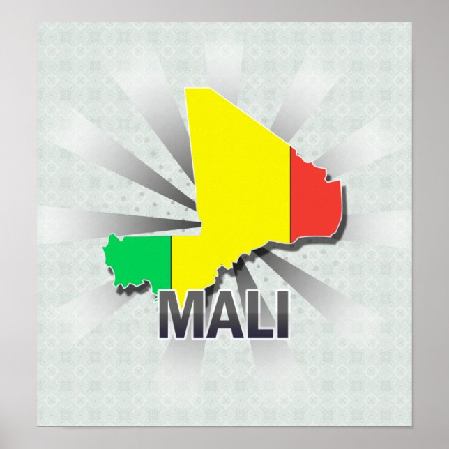 Póster Mapa de bandera de Mali 2.0 (Frente)