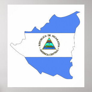 Póster Mapa de bandera de Nicaragua de tamaño completo