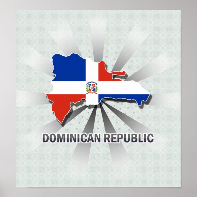 Póster Mapa de bandera de República Dominicana 2.0 (Frente)