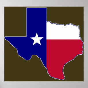 Póster Mapa de bandera de Texas