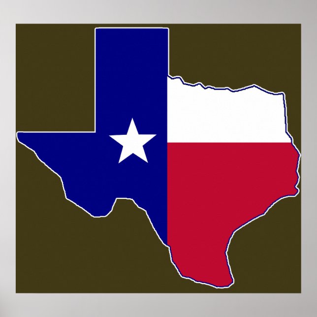 Póster Mapa de bandera de Texas (Frente)