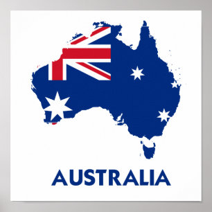 PÓSTER MAPA DE BANDERAS DE AUSTRALIA