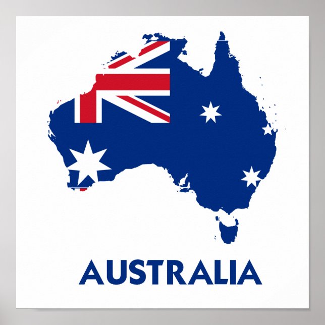 PÓSTER MAPA DE BANDERAS DE AUSTRALIA (Frente)