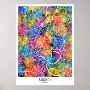 Póster Mapa de Bangkok de Tailandia