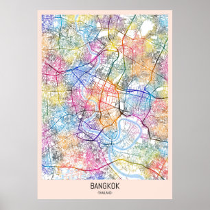 Póster Mapa de Bangkok de Tailandia