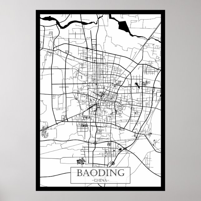 Póster Mapa de Baoding China (Frente)