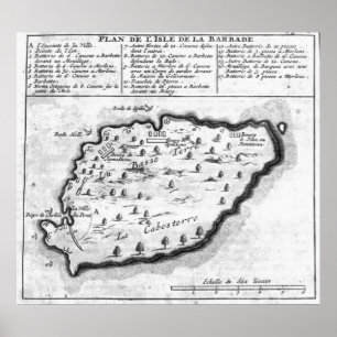 Póster Mapa de Barbados