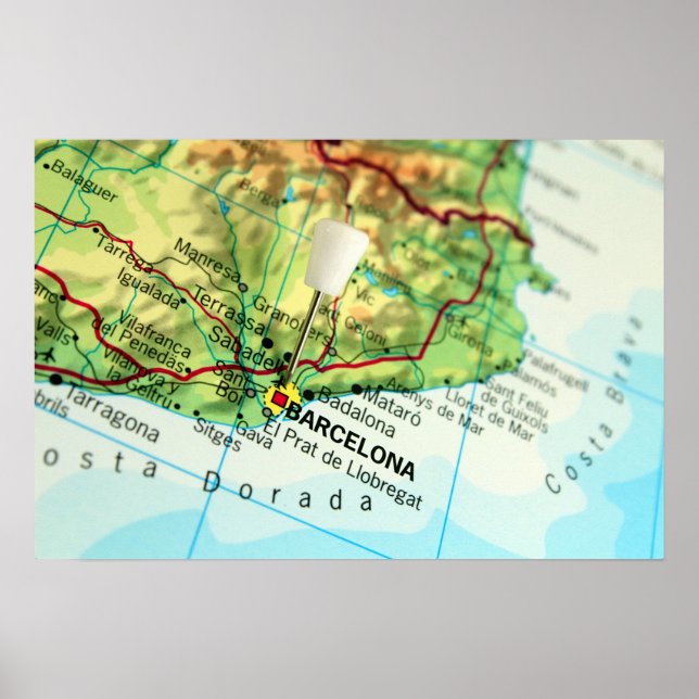 Póster Mapa de Barcelona, España (Frente)