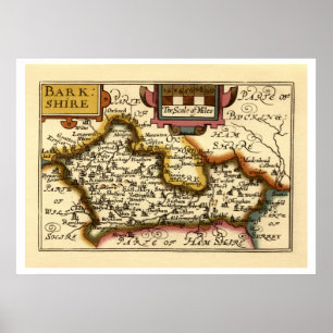 Póster Mapa de "Barkshire" el condado de Berkshire,