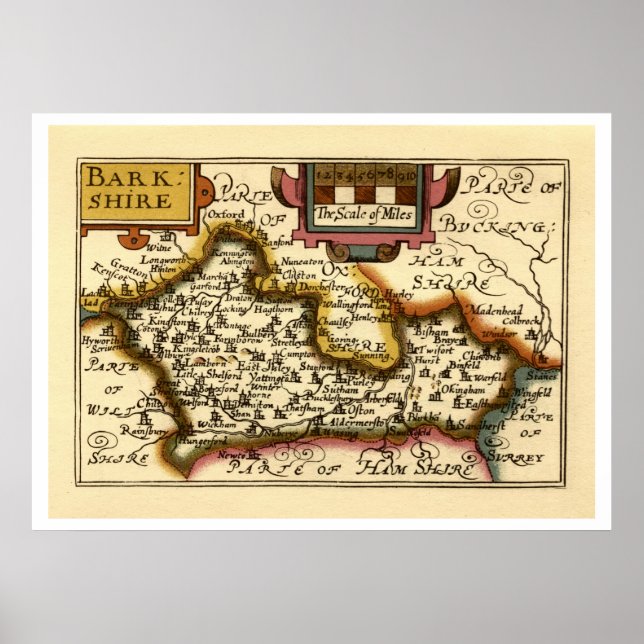 Póster Mapa de "Barkshire" el condado de Berkshire, (Frente)