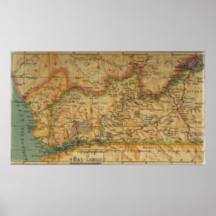 Póster Mapa de Bas Congo - Congo Belga 1913