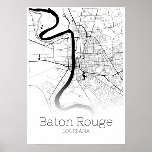 Póster Mapa de Baton Rouge - Louisiana - Poster de Mapa d