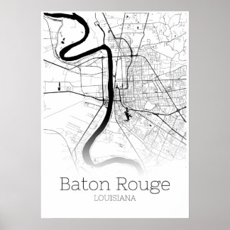 Póster Mapa de Baton Rouge - Louisiana - Poster de Mapa d
