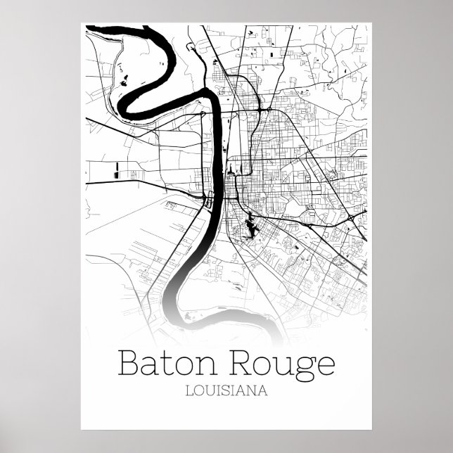 Póster Mapa de Baton Rouge - Louisiana - Poster de Mapa d (Frente)