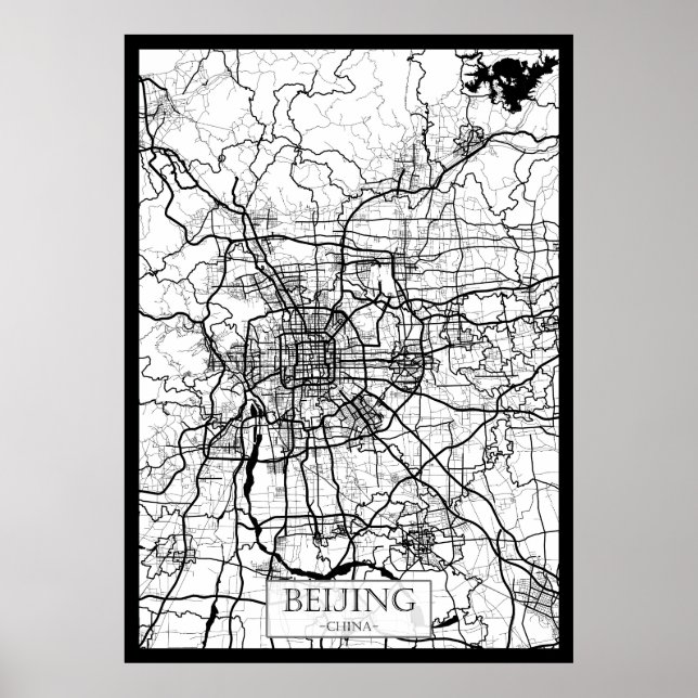 Póster Mapa de Beijing China (Frente)