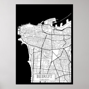 Póster Mapa de Beirut Líbano