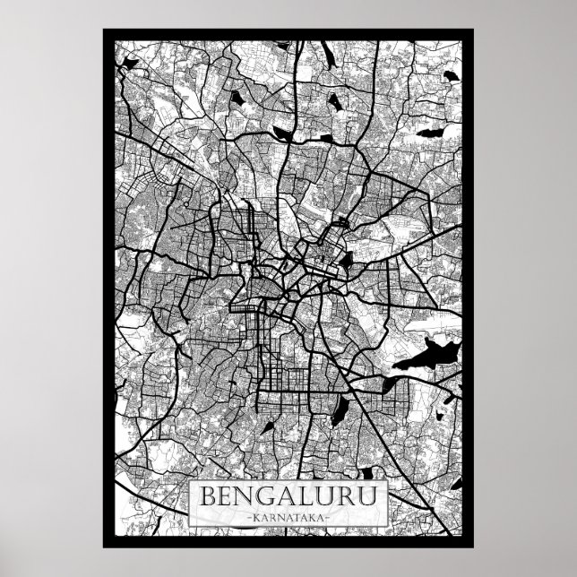 Póster Mapa de Bengaluru Karnataka (Frente)