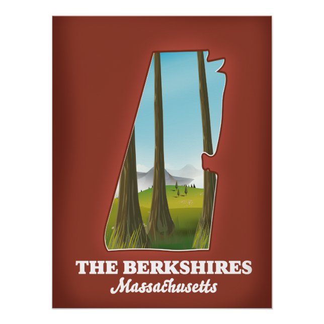 Póster Mapa de Berkshires Massachusetts (Anverso)