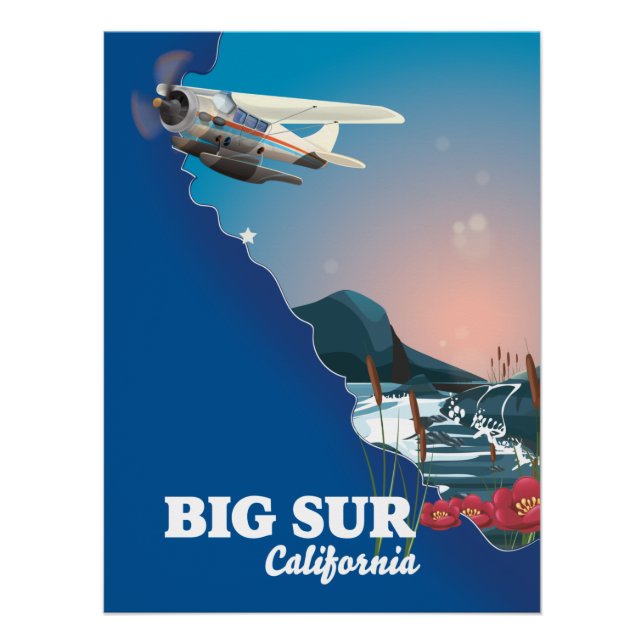 Póster Mapa de Big Sur California (Anverso)