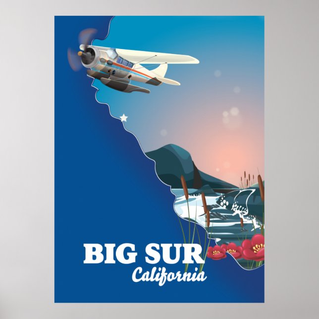 Póster Mapa de Big Sur California (Frente)