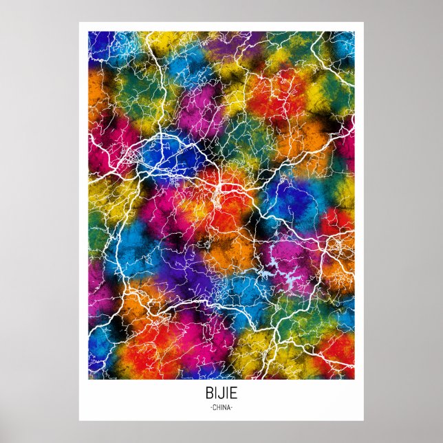 Póster Mapa de Bijie China (Frente)