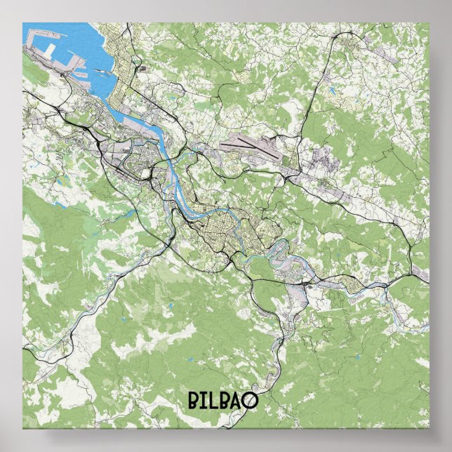 Póster Mapa de Bilbao España (Frente)