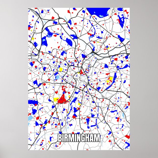 Póster Mapa de Birmingham (Frente)