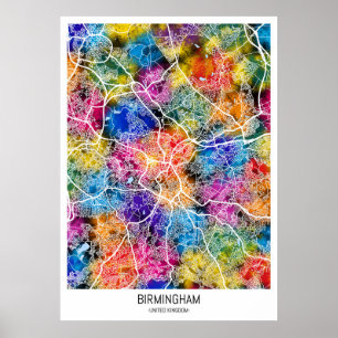 Póster Mapa de Birmingham Reino Unido