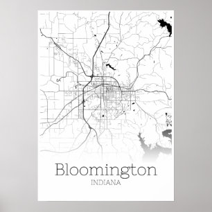 Póster Mapa de Bloomington - Indiana - poster del mapa de