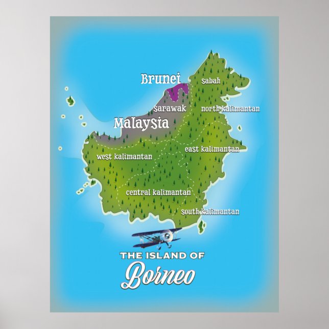 Póster Mapa de Borneo (Frente)