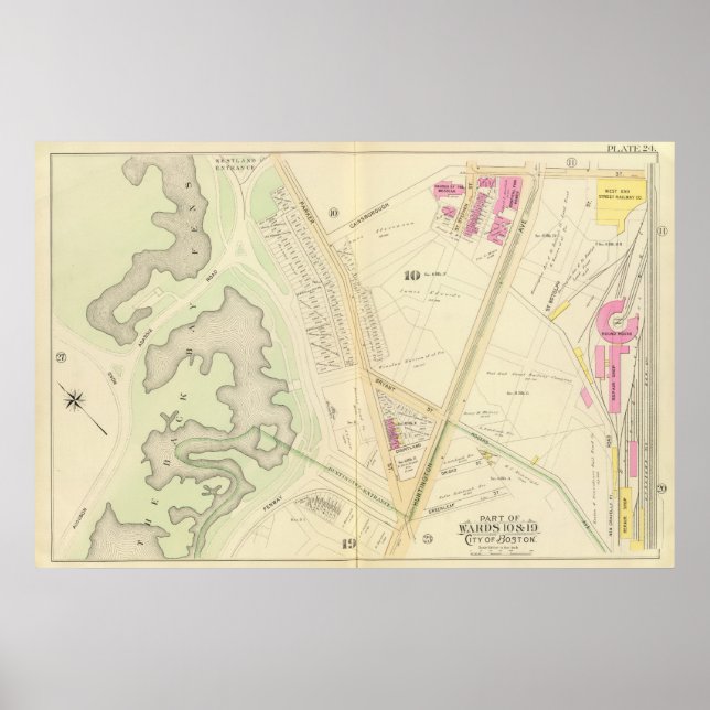 Póster Mapa de Boston (Frente)