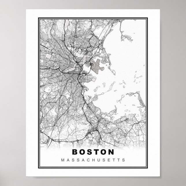 Póster Mapa de Boston (Frente)