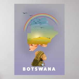 Póster Mapa de Botsuana