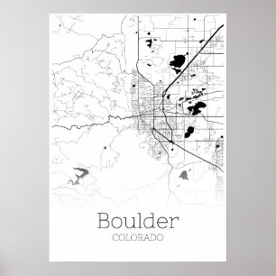 Póster Mapa de Boulder - Colorado - Poster de Mapa de la 