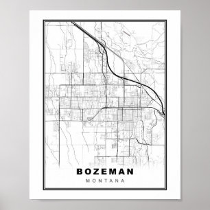 Póster Mapa de Bozeman