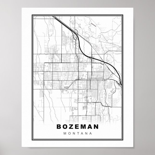 Póster Mapa de Bozeman (Frente)
