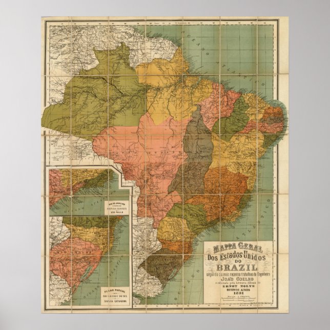 Póster Mapa de Brasil (Frente)