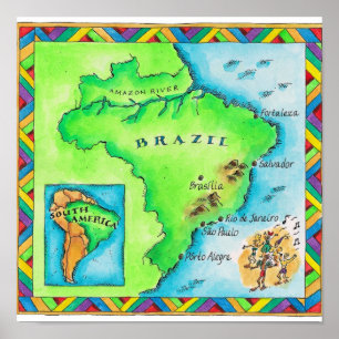 Póster Mapa de Brasil