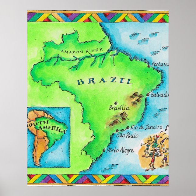 Póster Mapa de Brasil (Frente)