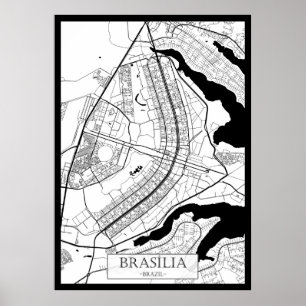 Póster Mapa de Brasilia Brasil