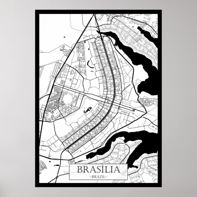 Póster Mapa de Brasilia Brasil (Frente)