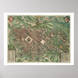 Póster Mapa de Bratislava, de 'Civitates Orbis Terrarum'
