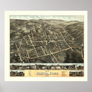 Póster Mapa de Bristol, Connecticut de 1878
