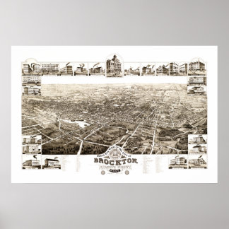 Póster Mapa de Brockton, Massachusetts en 1882